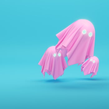 Pink on bright blue background in pastel colors photo