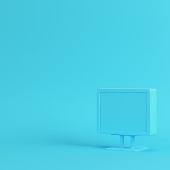 Blank advertising billboard on bright blue background in pastel colors photo