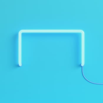 Neon light on bright blue background in pastel colors photo