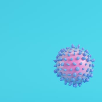 Virus on bright blue background in pastel colors. Minimalism concept photo