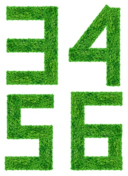 Alphabet from the green grass,  isolated on white background photo