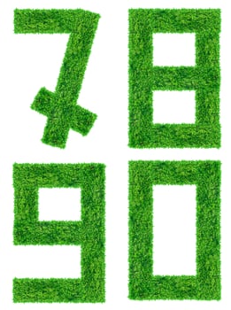 Alphabet from the green grass,  isolated on white background photo