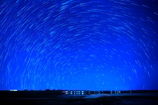 Beautiful star trail image during the night photo