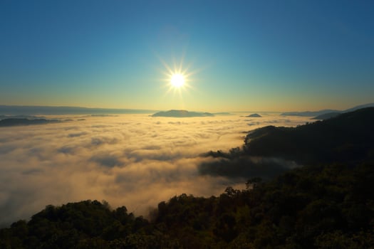 Great views of Sunrise with mountains and cloud. photo