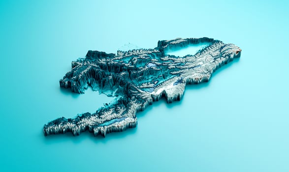 Topographic Kyrgyzstan Map Hypsometric Kyrgyzstan Elevation tint Spectral Shaded relief map 3d illustration photo