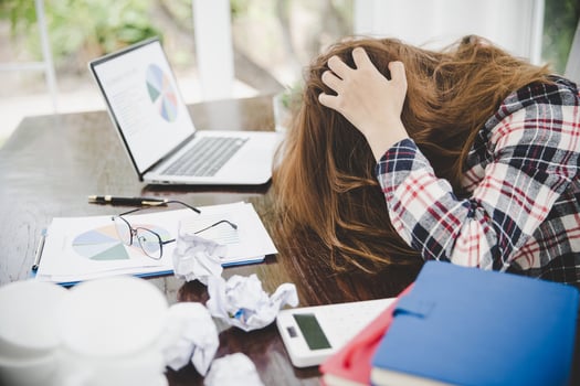 Young frustrated exhausted woman photo