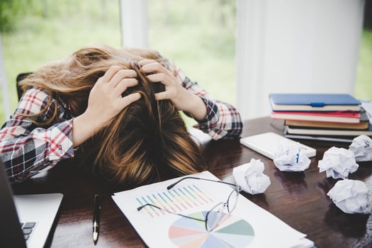 Young frustrated exhausted woman photo