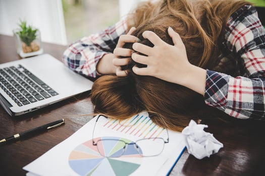 Young frustrated exhausted woman photo