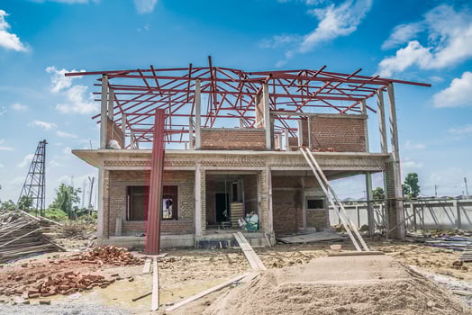 construction residential new house in progress at building site photo