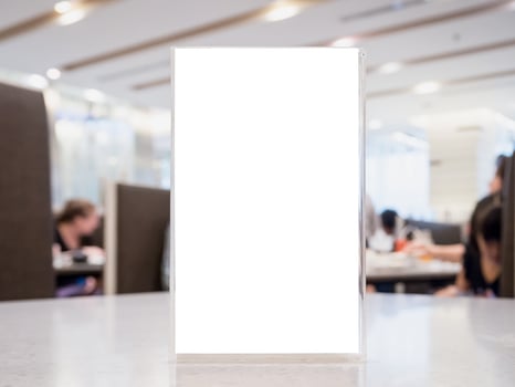 Blank Menu frame on Table in cafe restaurant photo