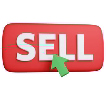 3d rendering red button sell and mouse pointer isolated photo