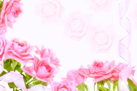 Five red roses on a white background. floral background photo