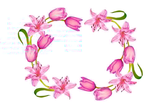 Floral frame. spring colorful flowers. floral collection. photo