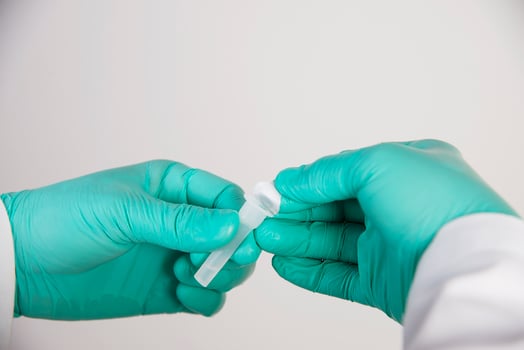 Doctor showing rapid antigen test Covid -19 self repid test set photo