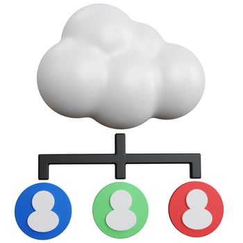 3d rendering cloud white with three connection profiles isolated photo
