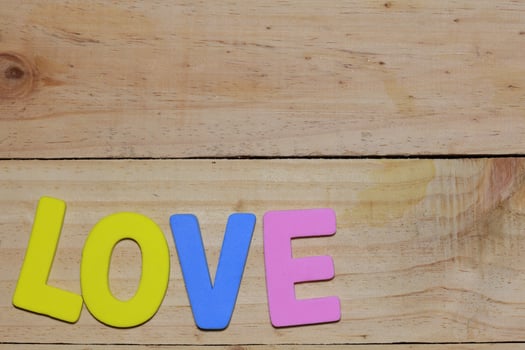 Love letters on the wooden floor. Background Valentine's Day with hearts. valentine concept. Space for text. photo