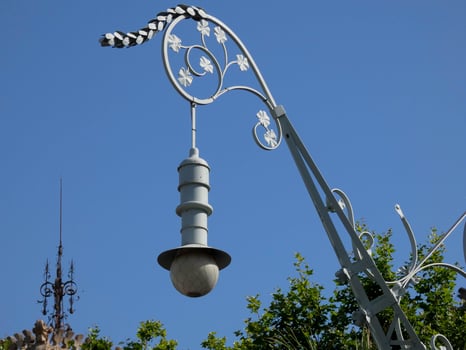 Globe of a modernist lamp in the city of Barcelona photo
