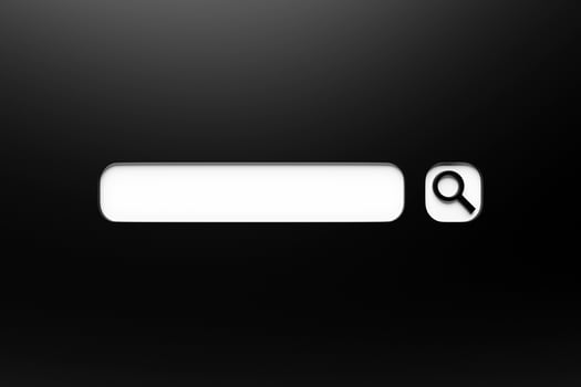 3D illustration, Search bar design element on a black background. Search bar for website and user interface, mobile applications. photo