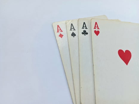 old dull poker or ace card isolated on white background photo