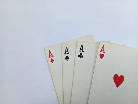 old dull poker or ace card isolated on white background photo
