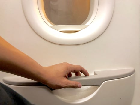 close up emergency window and door plane photo