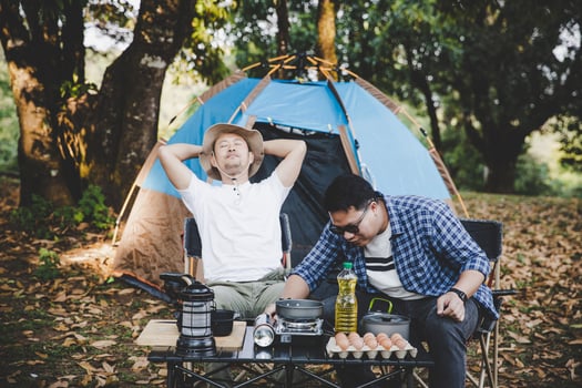 Two best friends go camping photo