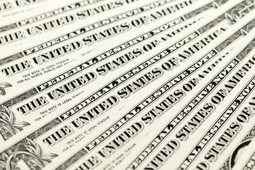 American dollars, close-up photo