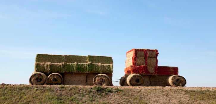 Tractor straw, close-up photo