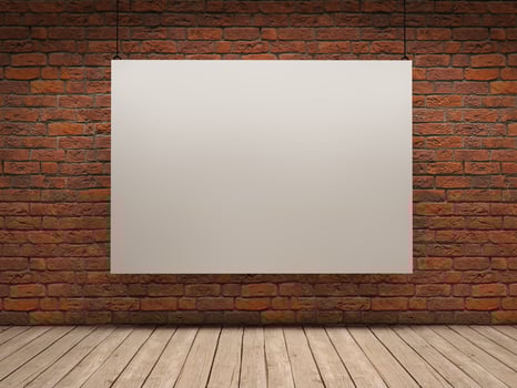White board on brick room photo
