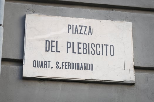 Piazza Del Plebiscito Street Sign in Naples, Italy photo