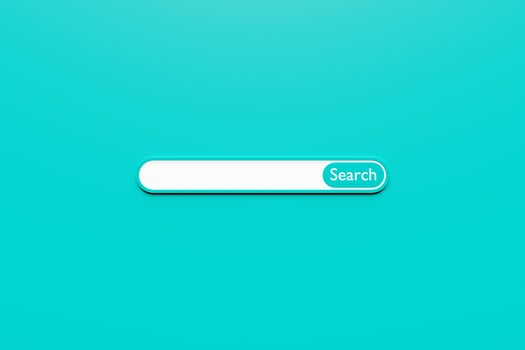 3D illustration, Search bar design element on a   blue   background. Search bar for website and user interface, mobile applications. photo