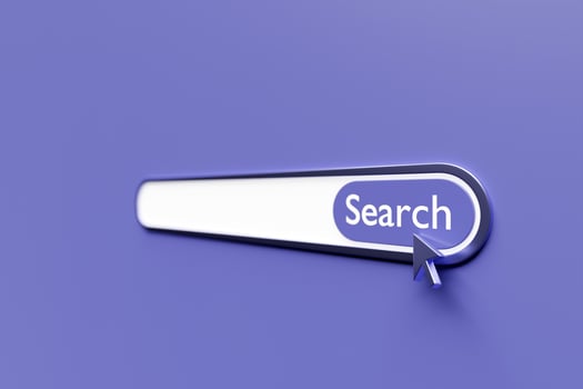 3d illustration of an internet search page on a purple background. Search bar  icons photo