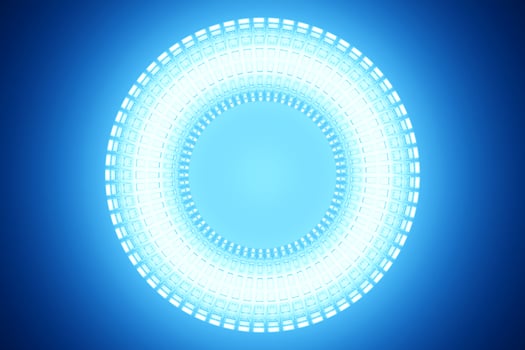 3D rendering abstract  blue neon   round fractal, portal. Colorful round spiral. photo