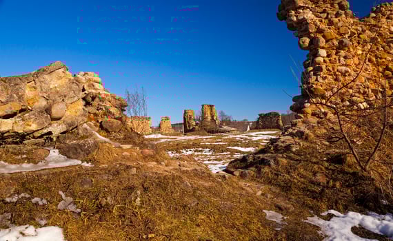 fortress ruins - ruins of the fortress located in the village of Krevo, Belarus photo