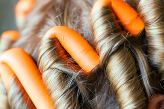 curlers in her hair photo