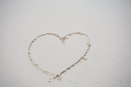 Heart drawn on sand photo
