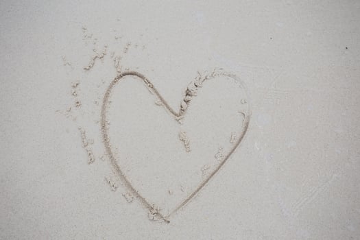 Heart drawn on sand photo
