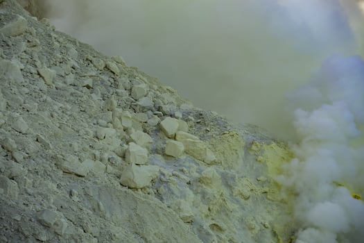 Sulfur fumes from the crater of Kawah Ijen Volcano, Indonesia photo