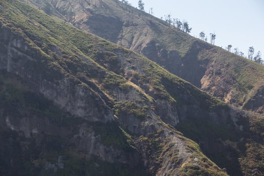 View from the tropical forest with path to the volcano Kawah Ijen, East Java, Indoneisa photo