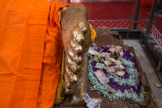 Reclining Buddha gold statue photo