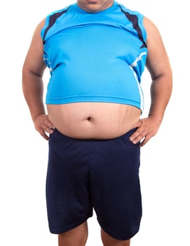 Fat man with a big belly. Diet photo