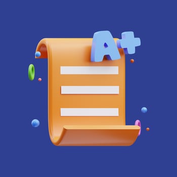 3d rendering of exam results paper icon illustration with a grade, back to school photo
