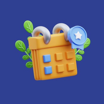 3d rendering of calendar icon and badge illustration, back to school photo