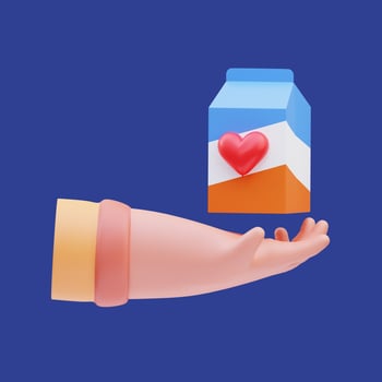 3d rendering of hand icon illustration giving food donation, charity day photo