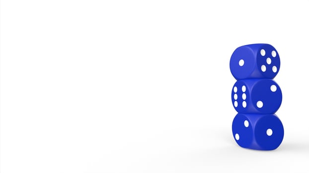 blue dice isolated on white background photo