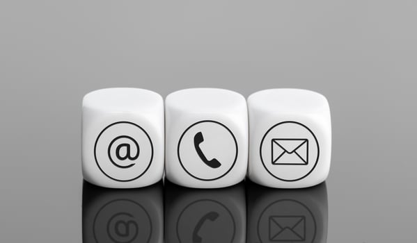 Contact us concept. Contact Symbols on white cube shape blocks. Copy space photo