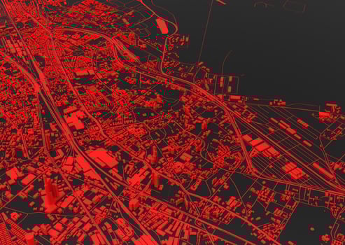 Big city . illustration in casual graphic cross-black design. fragments of Singapore 3d render photo