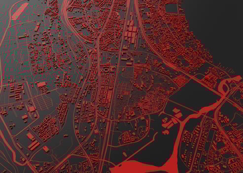 Big city . illustration in casual graphic cross-black design. fragments of Singapore 3d render photo