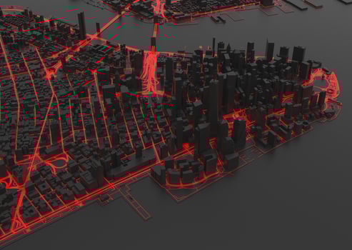 big city top view. illustration in casual graphic design. fragment hong kong 3d render photo