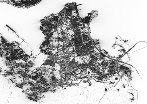 big city top view. illustration of the card in a casual graphic design. fragment Mumbai 3d render photo